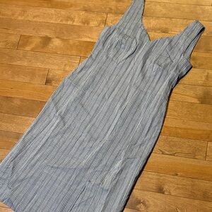 Vintage Blue and White Striped Midi Dress